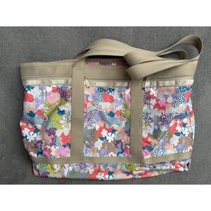 LeSportsac Tote Bag Weekender Travel 18"x13" Floral Duffel Shoulder